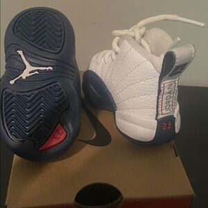 Jordan Kids White and Navy Sneakers